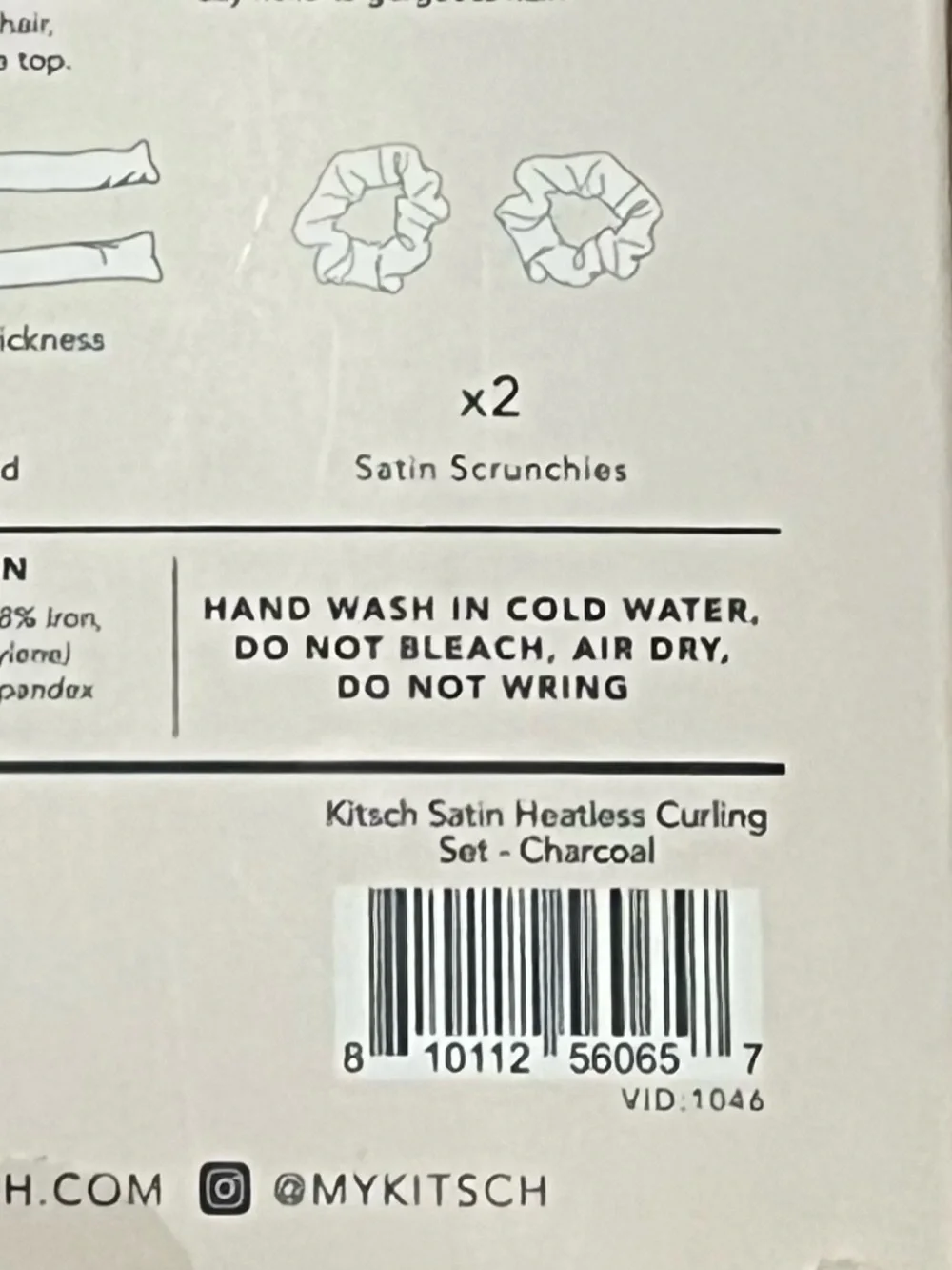 Kitsch Satin Heatless Curling Set charcoal grey healthier hair soft curls